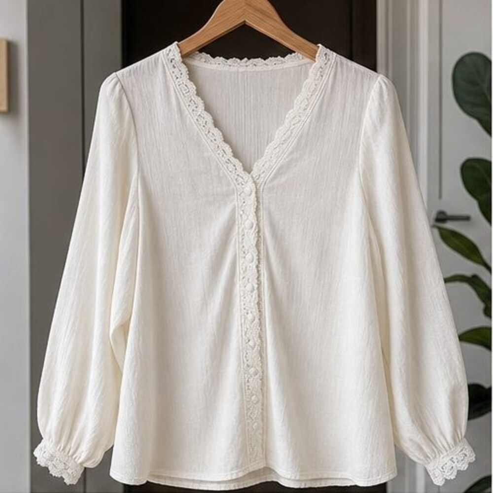 Ivory Lace Trim Top